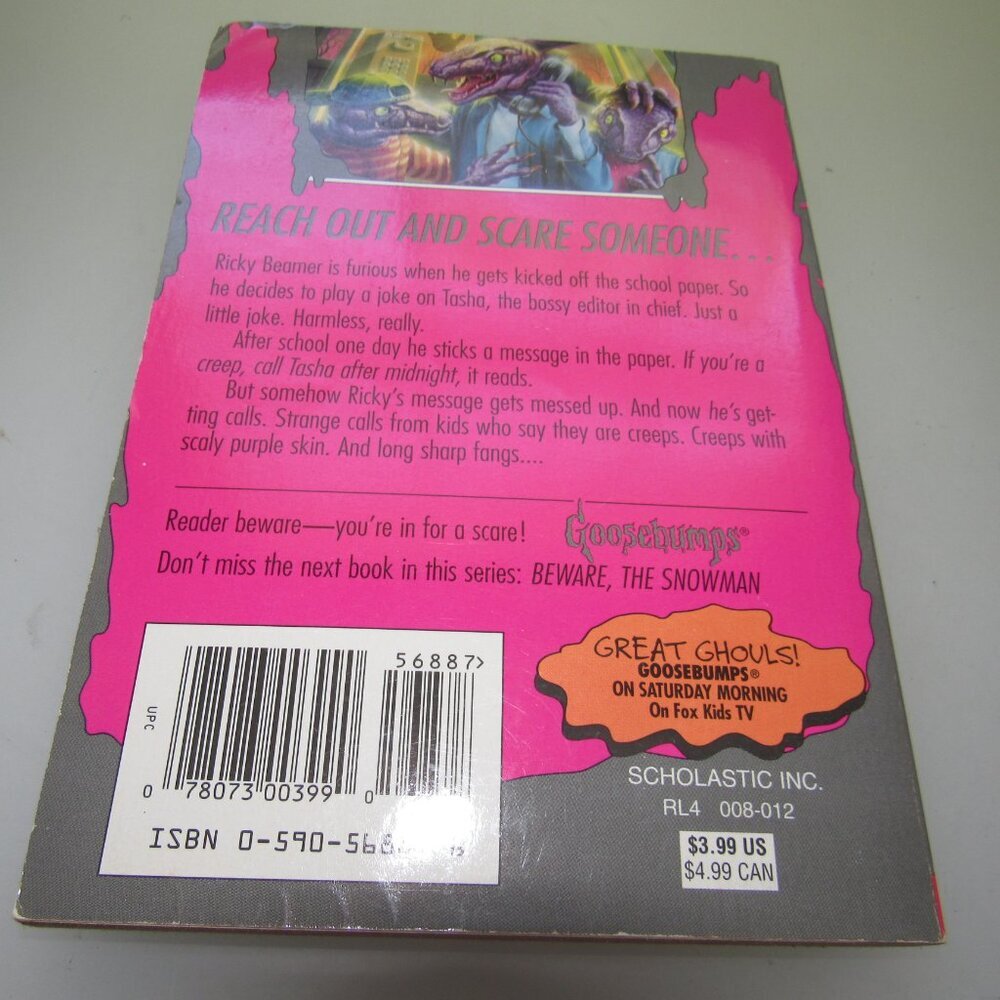 Goosebumps #50 – Calling All Creeps! by R.L. Stine – Vintage 1996 Paperback Book - Picture 3 of 3